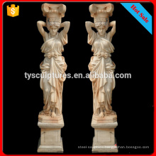 Natural sunset red marble lady pillars natural stone roman columns for gazebo or architecture decoration